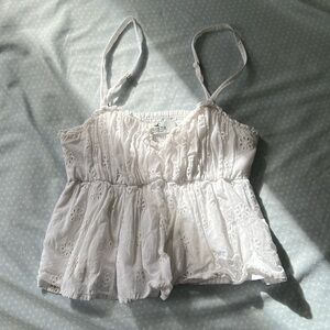 Hollister White Babydoll Tank Top